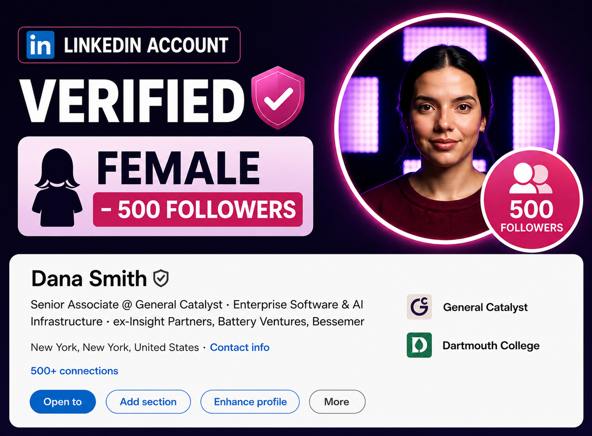 LinkedIn Account Verified (Female - 500 Followers)