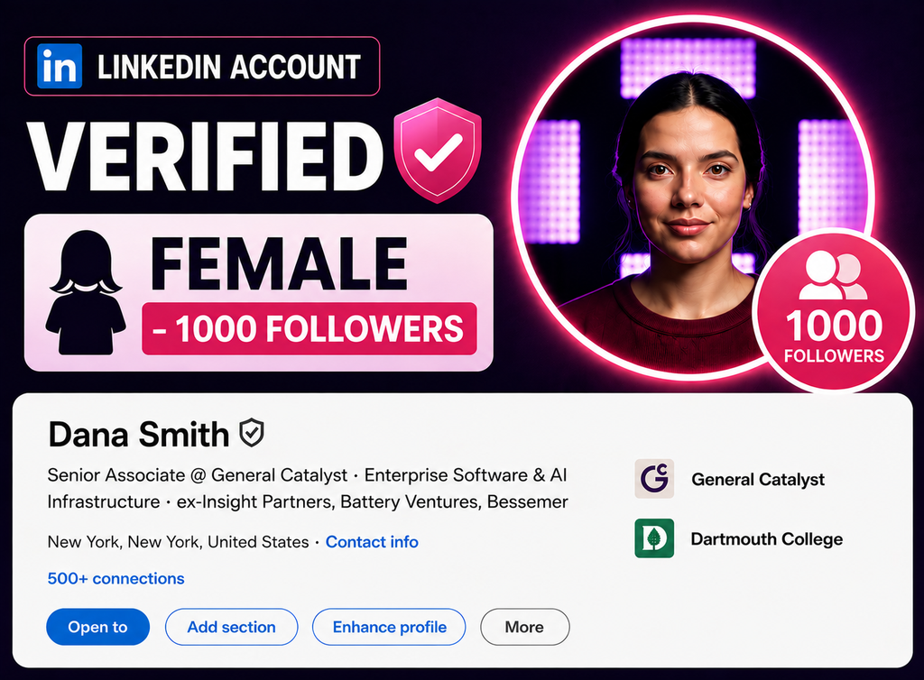 LinkedIn Account Verified (Female - 1000 Followers)