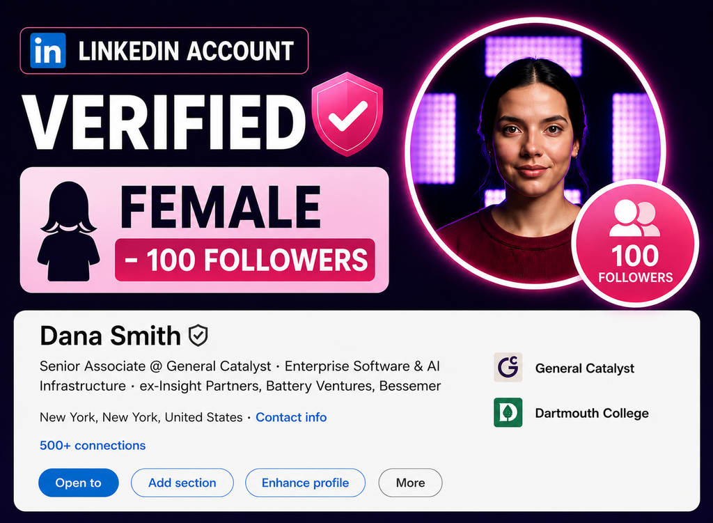 LinkedIn Account Verified (Female - 100 Followers)