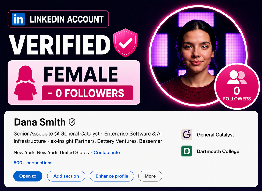 LinkedIn Account Verified (Female - 0 Followers)