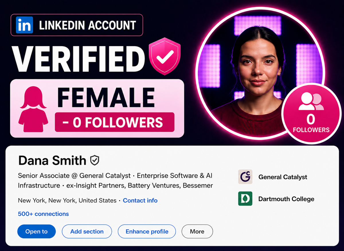 LinkedIn Account Verified (Female - 0 Followers)