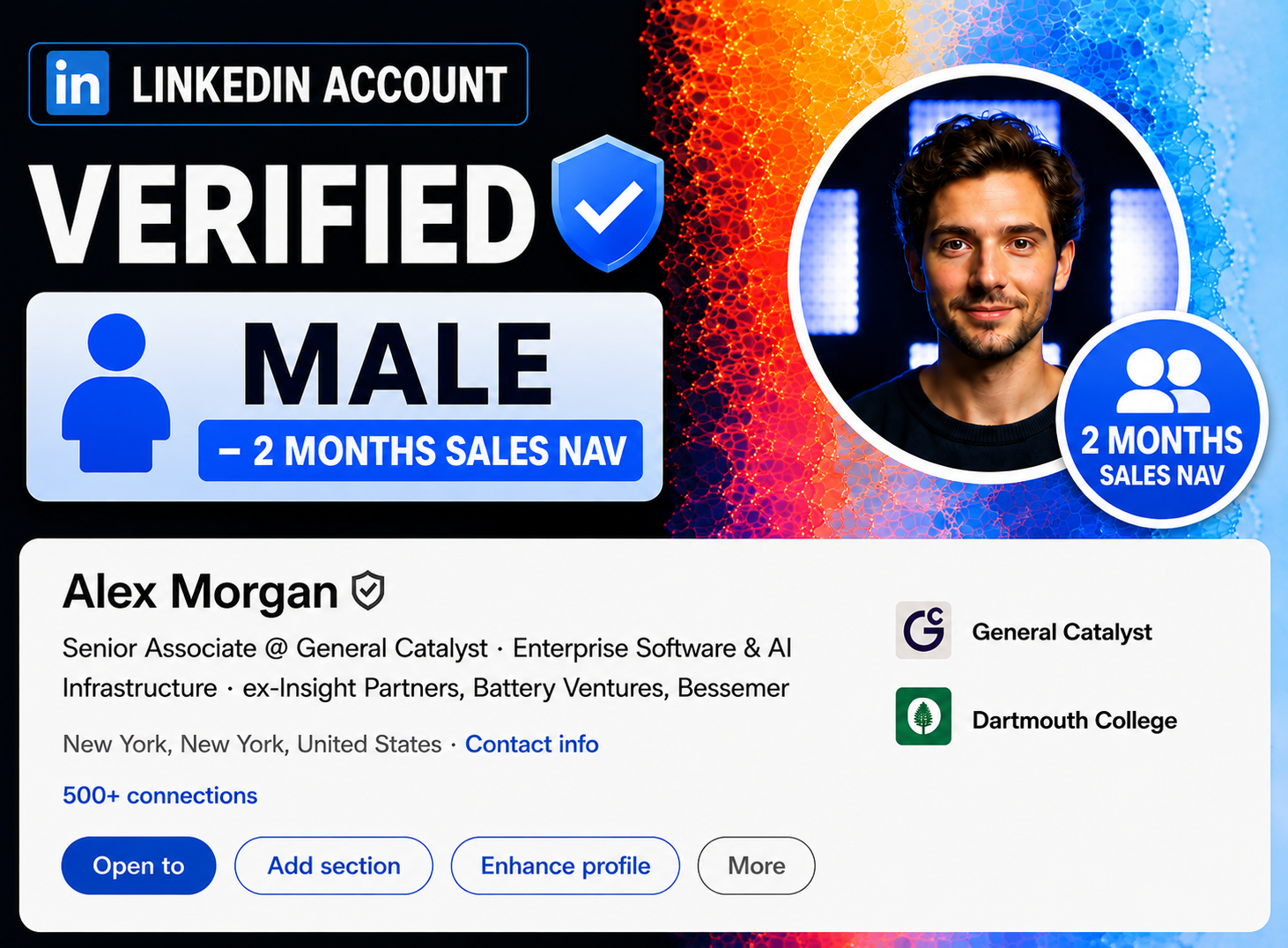 LinkedIn Account Verified (Male - 2 Months Sales Nav)