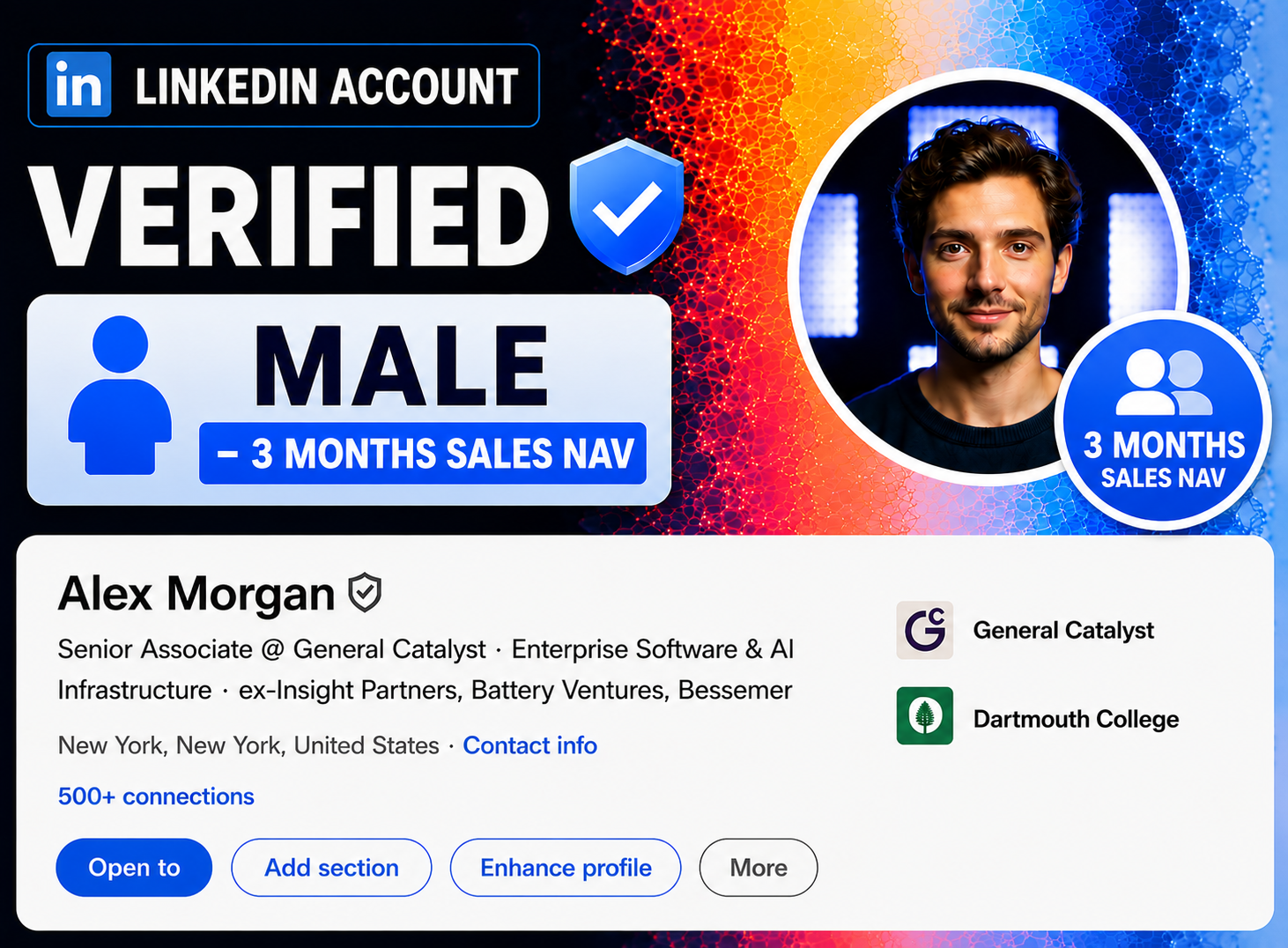 LinkedIn Account Verified (Male - 3 Months Sales Nav)