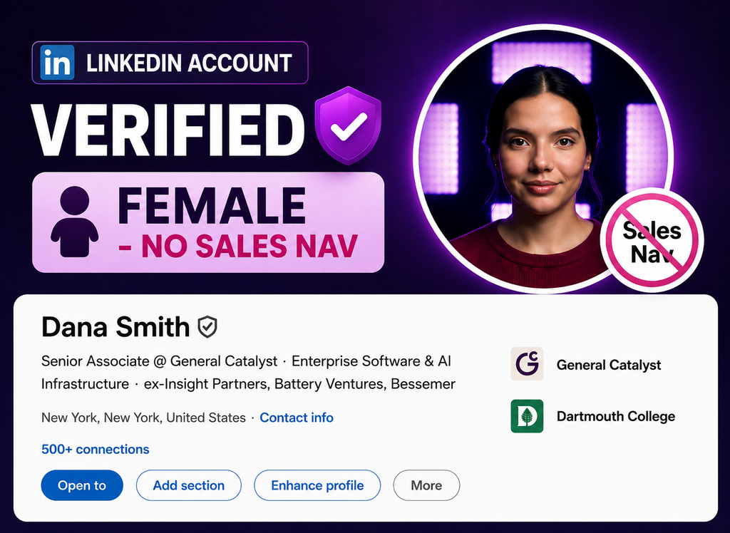 LinkedIn Account Verified (Female - No Sales Nav)
