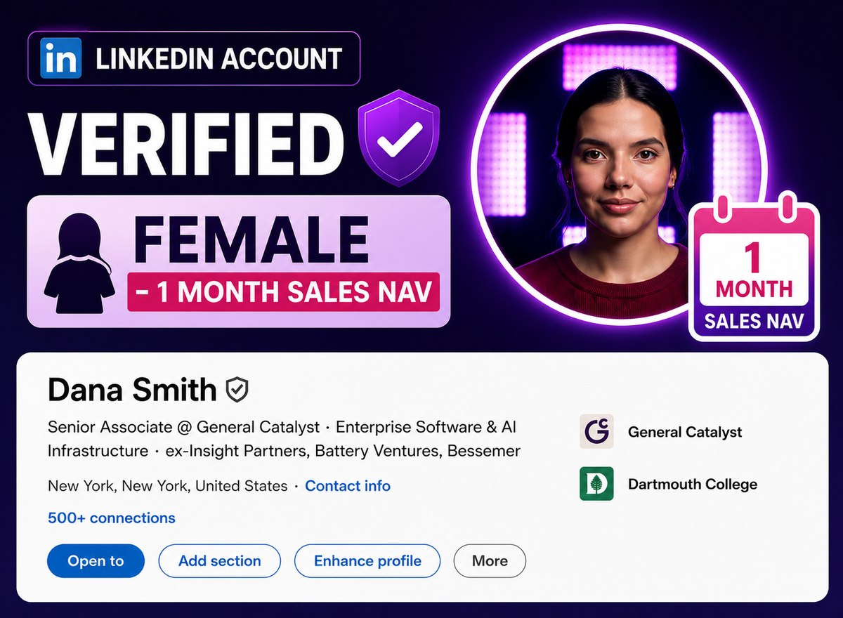 LinkedIn Account Verified (Female - 1 Month Sales Nav)
