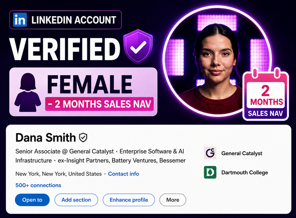 LinkedIn Account Verified (Female - 2 Months Sales Nav)